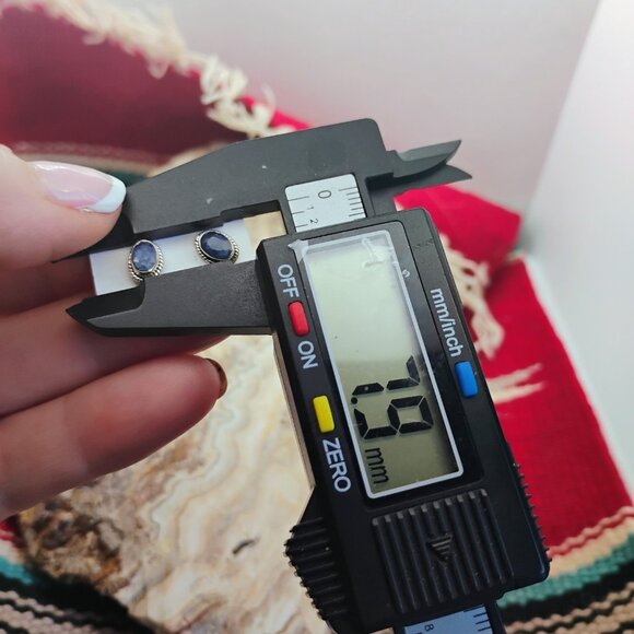 Sterling Silver Faceted Blue Sapphire Stud Earrings & Pendant Set Dainty Elegant - Picture 4 of 8